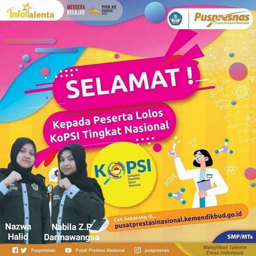 Dua Siswa MTsN 1 Kota Kembali Mencatatkan Nama Pada Ajang Kopsi Nasional