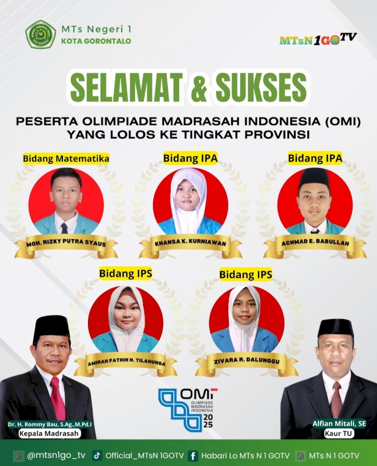5 Siswa MTsN 1 Kota Gorontalo Lolos ke Tingkat Provinsi Olimpiade Madrasah Indonesia 2025